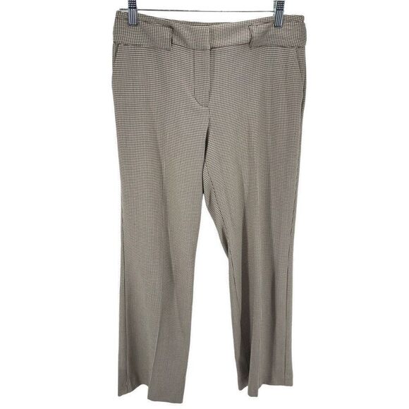 JH Collections Karyn Womens Dress Pants Houndstooth Flat Front Stretch Tan 6 - Picture 1 of 13